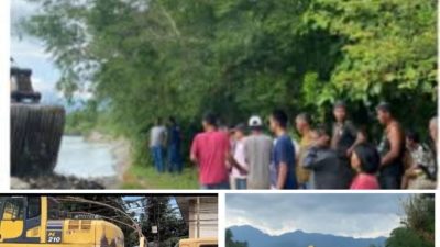 Masih Digunakan Untuk Membuat Tanggul, Warga Siap hadang Pemkab Tapteng tarik Alat Berat Dari Lokasi Banjir Dibarus