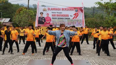 HUT ke-79 Bhayangkara, Polres Tapteng Gelar Olahraga Bersama