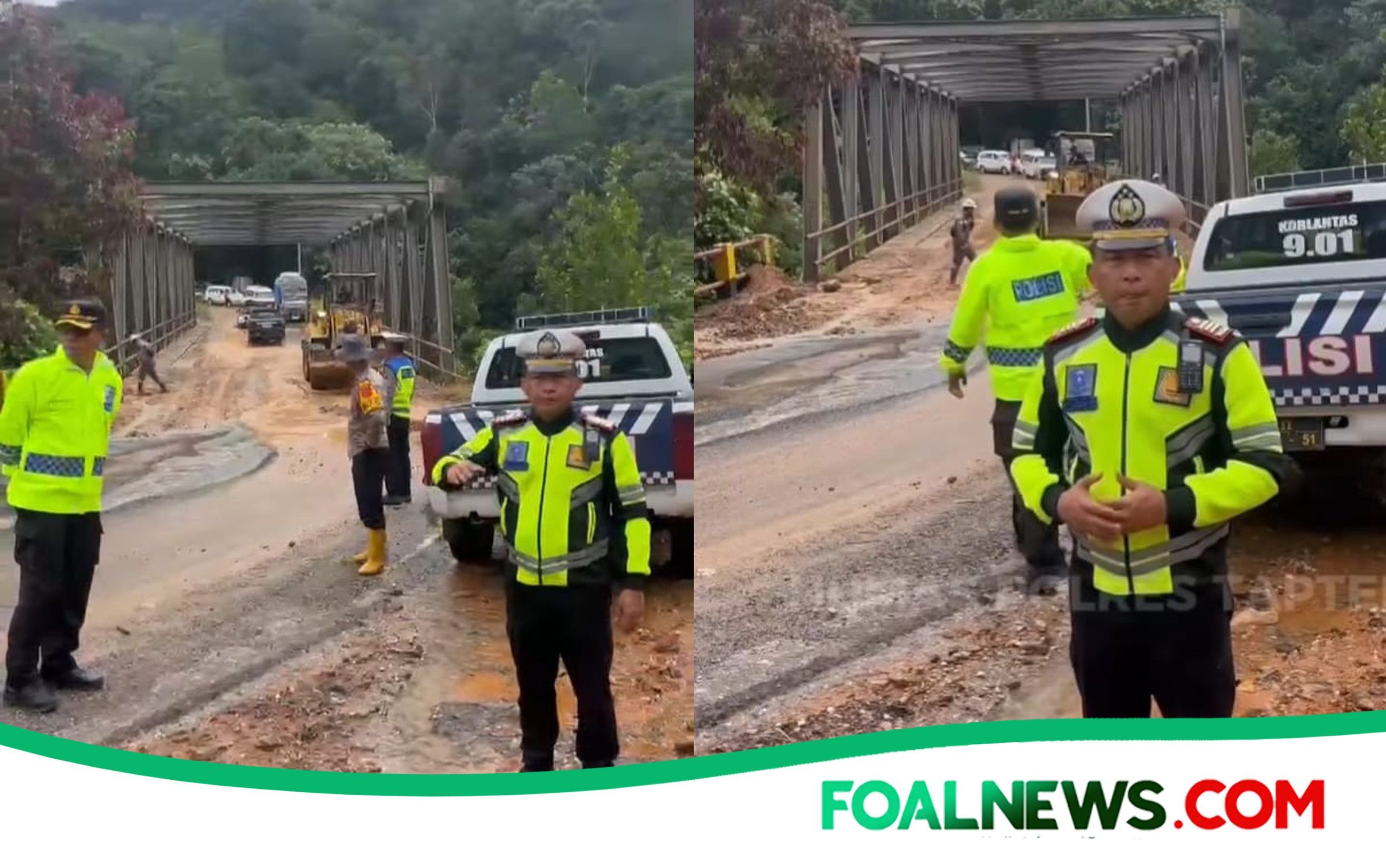 Ket Gbr : Arus lalu lintas di jalur lintas Sibolga–Tarutung, tepatnya di Jembatan Aek Martolu, Sitahuis, terpantau padat merayap pada Selasa (17/2/2026) pukul 10.00 WIB.