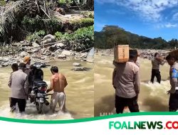 Akses Penyaluran Bantuan ke Desa Sibio-bio Melewati Sungai dan Jalan Kaki