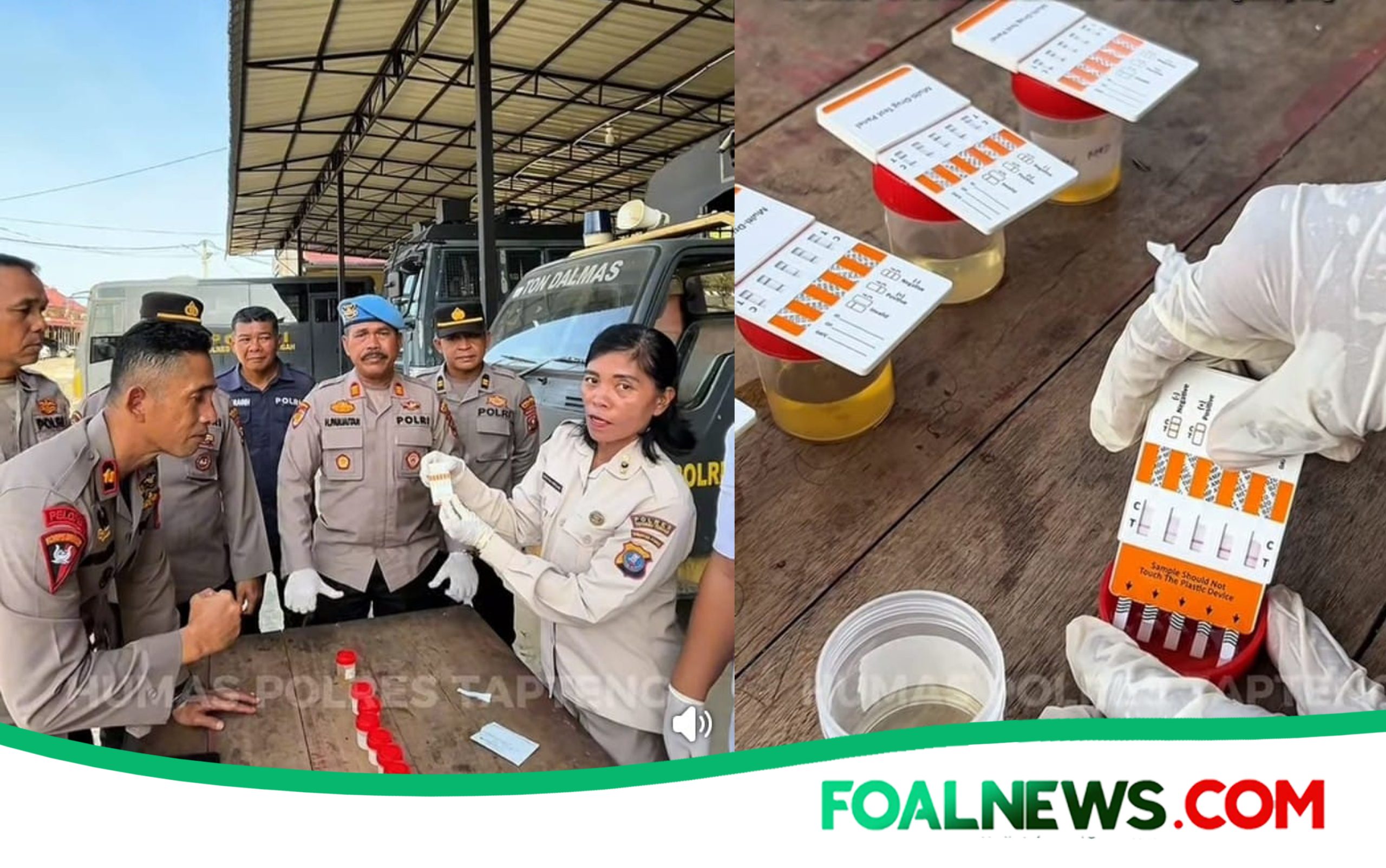 Ket gbr : Jajaran Polres Tapanuli Tengah (Tapteng) menggelar tes urine mendadak di Lapangan Apel Mapolres Tapteng, Senin (23/2/2026).