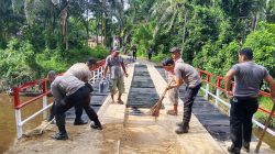 Polres Tapteng Tuntaskan Renovasi Jembatan di Desa Satahi Nauli “Dengan Nama Merah Putih Presisi”